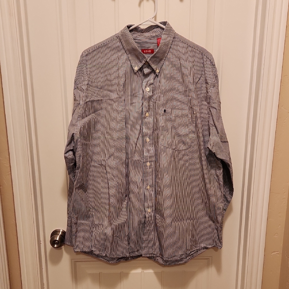 IZOD Men's Classic Blue and White Striped Shirt